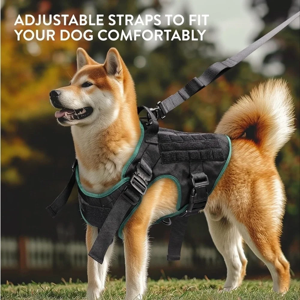 Tactical Dog Harness and Vest Set - Strong & Adjustable Fit with Metal D Ring